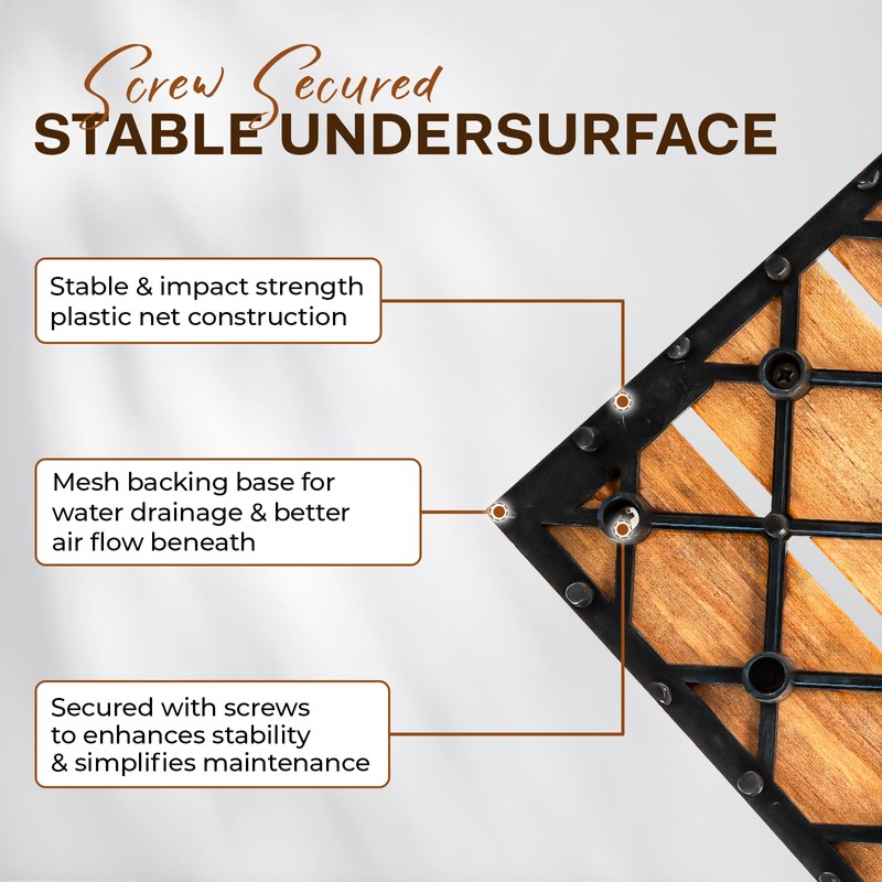 Idzo Set of 10 Premium Teak Deck Tiles, Distinctive Teak