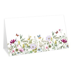 Whaline 100Pcs Wildflower Place Cards 2 x 3.5 Inch Watercolor Floral Butterfly Tented Cards Seating Cards for Spring Wedding Bridal Shower Party Table Setting
