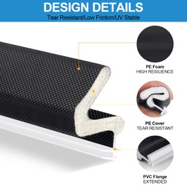 19.7 Feet Door Weather Stripping, Kerf Weather Stripping for Doors with Groove, Weather Stripping Door Seal for Large Gap and Easy Installation(19.7, Black)