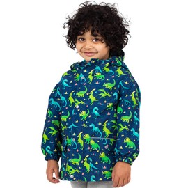 JAN & JUL Baby Rain Jacket, Waterproof Fleece-Lined Coat (Dinoland, 1T)