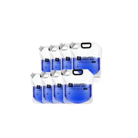 24/7 BAGS 8 Pack Collapsible Water Container Bag 1.3 Gallon/5 Liter, Heavy Duty with Carry Handles, Hikes, Trips, Weather Emergencies, and More, Foldable Water Bag