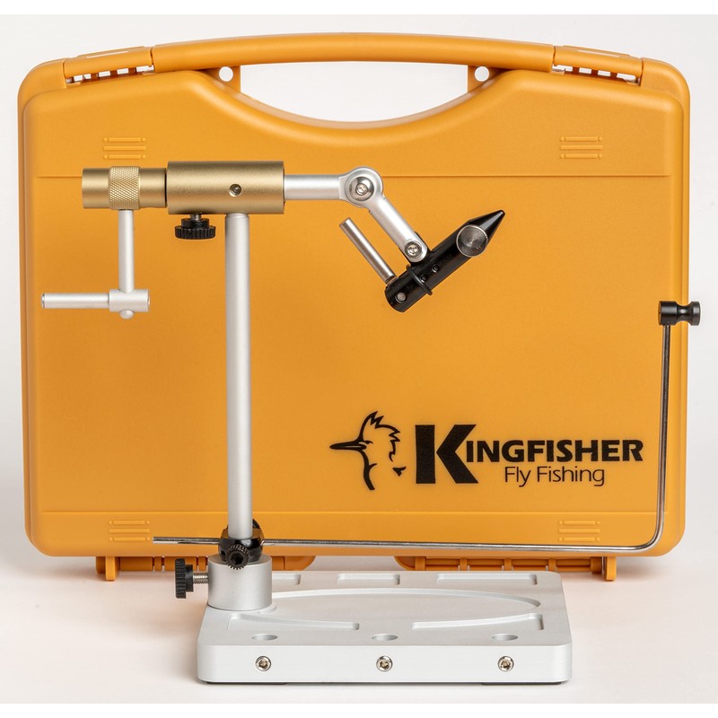 Kingfisher Fly Fishing Clarkfork True Rotary Fly Tying Vise, Gold