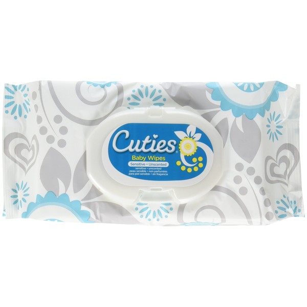 Cuties Premium Baby Wipes, Unscented Sensitive, Case/864 (12/72s)