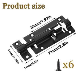 Ldzzuo 4 Pack Slide Bolt Latch, Barrel Bolt Latch Black Stainless Steel Thickened Door Latch Lock with Mounting Screws for Home Yard Pet Door (3 inch)