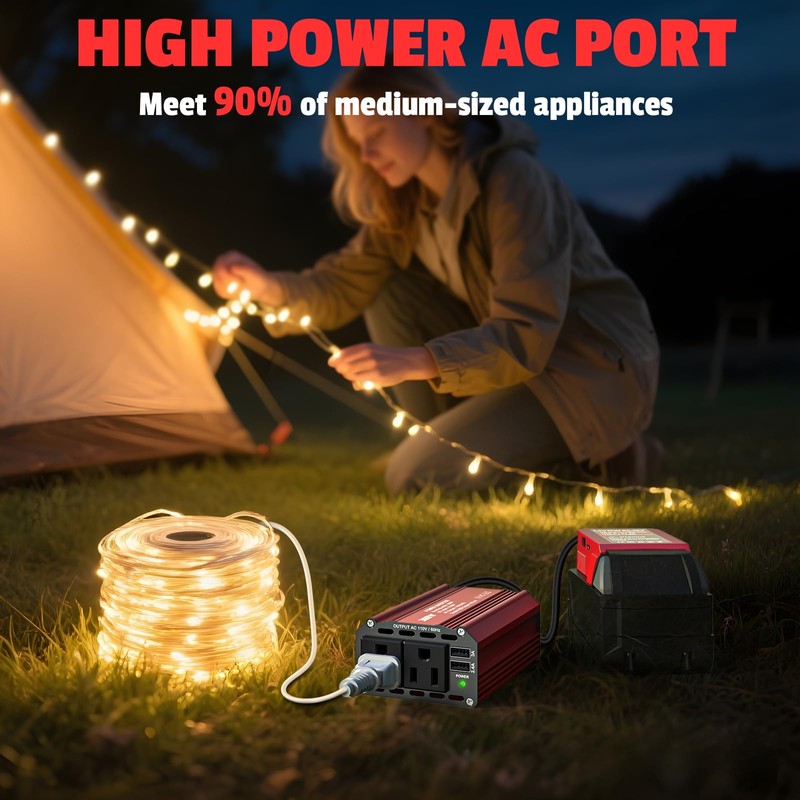 2PCS 300W Battery Charger for Milwaukee: Portable Power Inverter 18V