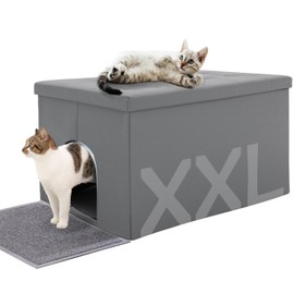 MEEXPAWS Cat Litter Box Enclosure Furniture Hidden, Cat Washroom Bench Storage Cabinet | Extra Large 35.4'' x 19.7'' x 19.7''| Dog Proof | Waterproof Inside/Easy Clean | Easy Assembly | Odor Control