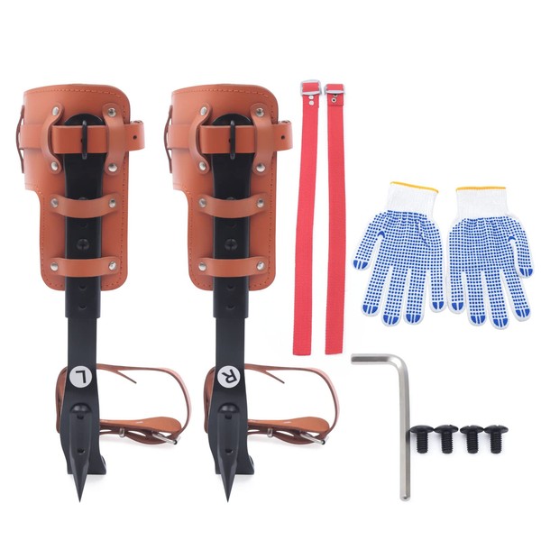LUNUMAOS Adjustable Tree Climbing Spike Set, Steel Pole Climbing Spike,