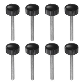 sourcing map 8pcs Knurled Knobs M4 x 40mm Male Thread 16mm Head Grip Plastic Metric Clamping Knobs Handles Thumb Screws with Threaded Stud, Black