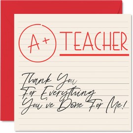 Thank You Cards for Teacher Teacher A+ Teacher Thank You Cards for Him Men Women Teacher Heart Appreciation Card 145mm x 145mm Thank You Cards for Gifts