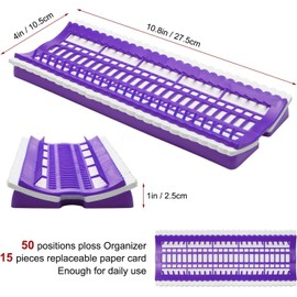 PAIKIUU 50 Positions Embroidery Thread Organiser for Embroidery Thread, Cross Stitch Storage, Cross Stitch Thread Organiser, Embroidery Thread Storage Tool with 4 Pieces Interchangeable Paper Card