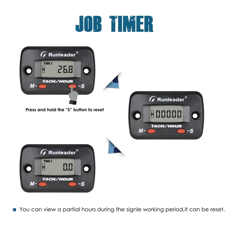 Runleader Hour Meter for Small Engine Tachometer with Alligator Clip