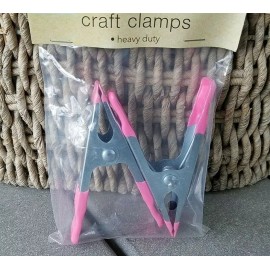 Crafters Square 2 Pink CLAMPS Steel spring Heavy Duty 4" Vinyl Grips Crafter Art Jewelry Paper