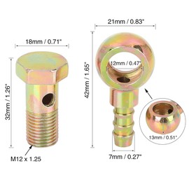 X AUTOHAUX Set of 2 Hollow Screw Washer Kit Metal with 12 mm Diameter for Motorcycle Car