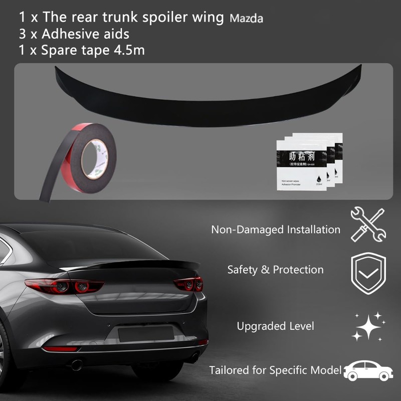 Arcoche Trunk Lip Spoiler for Mazda 3 2019-2023 Sedan Rear