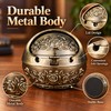 Retro Metal Ashtray with Lid – Decorative Covered Ashtray for