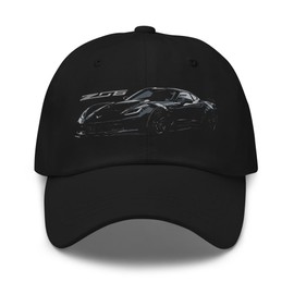 JG Infinite Blacked Out C7 Corvette Z06 Dad Hat – Black Muscle Car Graphic Adjustable Baseball Cap for Men