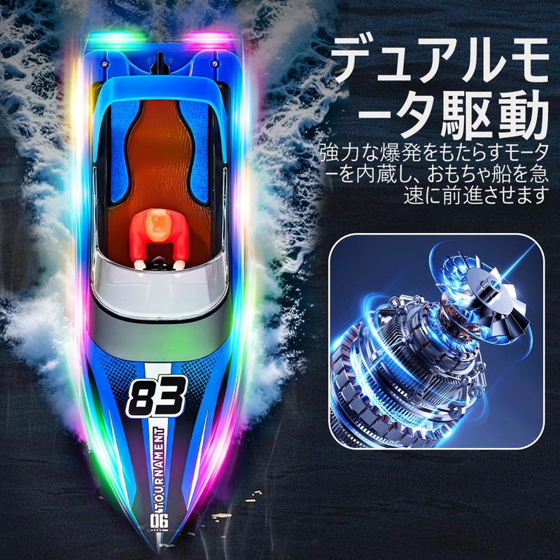 HUAJUN Radio Boat, Toy with Doll, Remote Control, High Speed