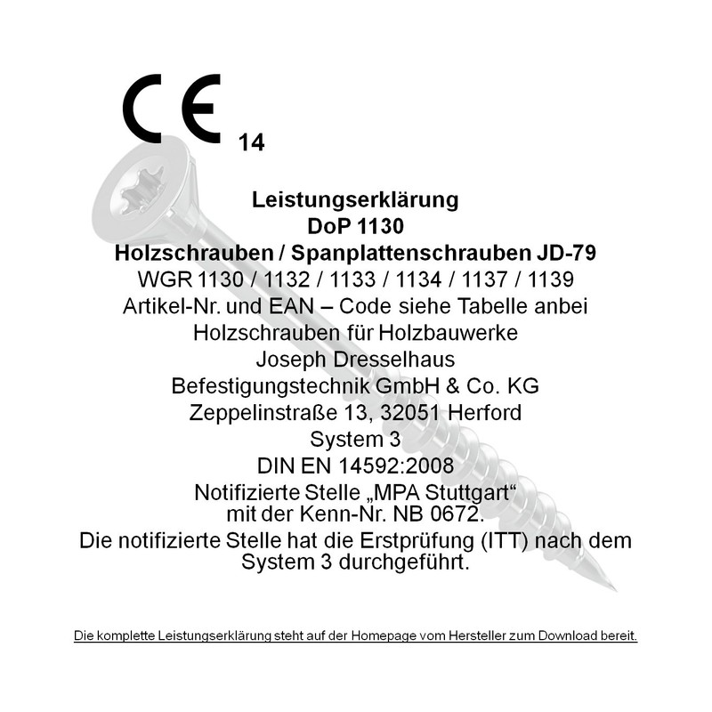 Dresselhaus JD-79 Universal Screws with Countersunk Head and Ribs I-Star