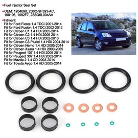 Terisass Fuel Injector Seal Kit Rubber Washer O-Ring Injector Seal Replacement Suitable for Nemo Xsara C1 C2 C3 198196 (1 Pack)