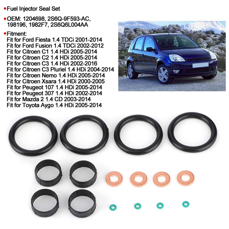 Terisass Fuel Injector Seal Kit Rubber Washer O-Ring Injector Seal