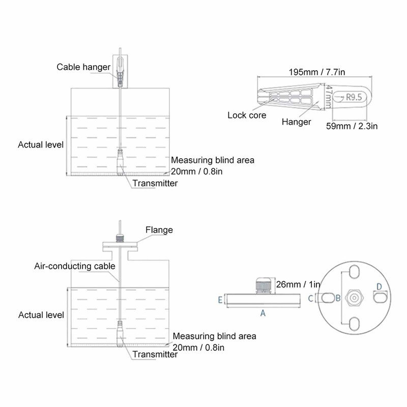 Liquid Level Transmitter Throwin Sensor Level Alarm Control Probe Water