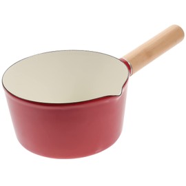 Cabilock Enamel Small Milk Pot Enamel Sauce pan Enamel Melting Pot Sauce Warmer Pot Enamel pan with Handle Milk Warmer pan Milk pan with Handle Mini pan Wood Thicken Boil Instant Noodles
