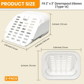 Furniok 2-Pack Gutter-Downspout Rodents Guard - Gutter Downspout Extension Accessory, Protect Your Gutter Downspout from Small Animals, Fit Type-A 2" x 3" Downspout Elbows (2"x3" (2-Pack))