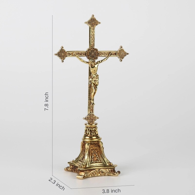 BC Catholic Metal Standing Crucifix, Jesus Christ Cross for Altar,