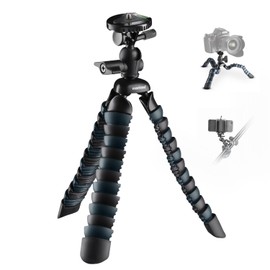 walimex pro Armadillo DSLR (to working height 28 cm/Maximum Load 3 kg – Black/Grey + Adapter with 1/4-Inch Connector and Smartphone Holder