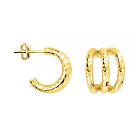 SOFIA MILANI - Women's Earrings 925 Silver - Textured Stud Earrings, Yellow Gold, No Gemstone