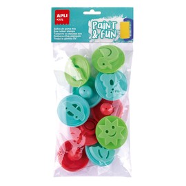APLI Kids 19413 EVA Foam Pads with Plastic Grip - 10 Different Shapes - 55mm Diameter