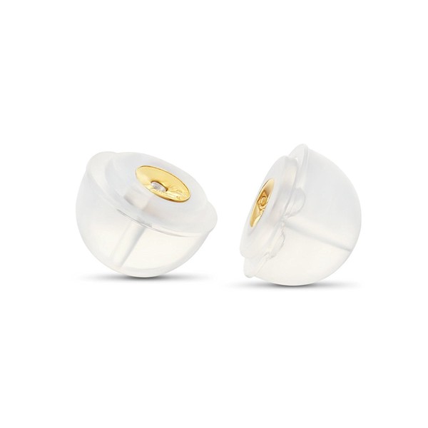 14k Yellow Gold and Silicone Earring Back Replacement Secure and
