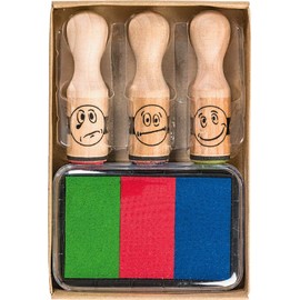 Brunnen 1048692 Reward Stamp Set with Smiley Motif / 3 Motif Stamps/Wood/with 3 Colours