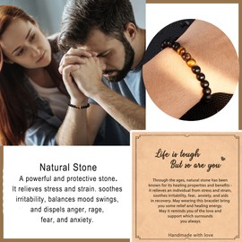 HGDEER Gifts for Men, Natural Stone Bracelet Inspiration Gifts for Men Him Friends Black Stuff Gifts