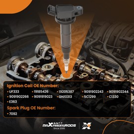 maXpeedingrods Set of 4 Ignition Coil Pack and Iridium Spark Plugs Fit for Toyota Camry RAV4 Matrix Solara Lexus HS250H Scion tC xB Pontiac Vibe 2.4L L4, Ignition Coil Kit Replaces# UF333