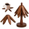 PartyKindom Wooden Trivets for Hot Dishes: Wooden Tree Coasters Walnut