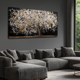 CHUDANHAO Floral Wall Paintings Snow Canvas Prints Landscape Home Decor 29"x58" Large Wall Pictures for Living Room Dining Room Kitchen