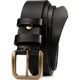 WOLFANT Thicken Full Grain Heavy Duty Casual Work Belts for Men,100% Italian Real Solid Leather