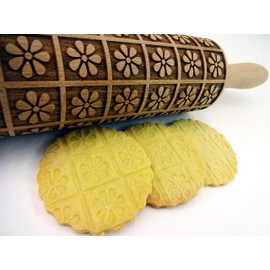 Algis Crafts Camomile Rolling Pin for Homemade Pastry Rolling Pin with Flowers