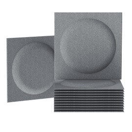 OSHIYINN Acoustical 3D Wall Panels, 12 Pack 12''x12'' Circle Art Acoustic Panels for Interior Wall Decor, Decorative Acoustic Panels, Acoustic Wall Panels, Sound Absorbing Wall 3D Art (Dark Gray,)