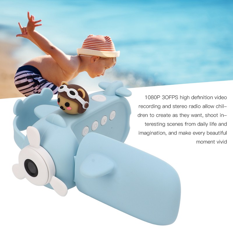 Kids Camera Cartoon Bear Blue Handheld DV 50 Million Dual