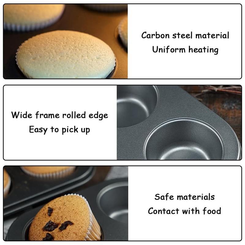 2 Pack Muffin Tray 4 Cup Muffins Pan Non-Stick Cupcake