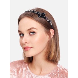 IYOU Sparkly Crystal Headbands for Women Fuchsia Rhinestone Hair Bands Thin Vintage Party Hair Accessories