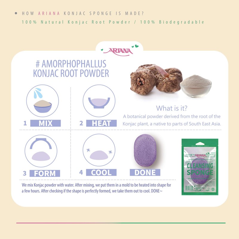 ARIANA Konjac Facial Sponge Oval Carnation Pink 304A Bath Cleansing