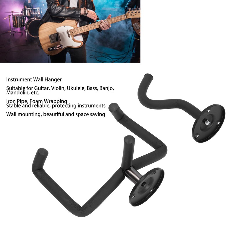 Guitar Wall Mount Hanger Instrument Neck Hook and Mounting Screws