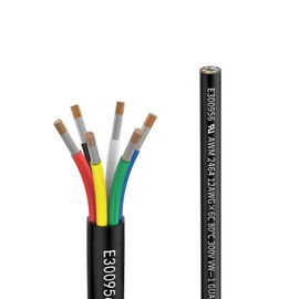 Matugajp 12awg 6 Conductor Wire 20feet 12/6 Electrical Wire 6 Core Extension Cable UL2464 DC 5V/12V/24V/300V 12 Gauge Oxygen Free Stranded Tinned Copper Wire for Automotive（12-6C-20FT