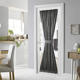 NICETOWN Grey Velvet Door Curtains for Living Room - 72 inches Long Light Blocking Velvet French Door Curtain Panel Privacy Window Drapes for Kitchen/Sliding Glass Door, W54 by L72 inches, 1 Panel
