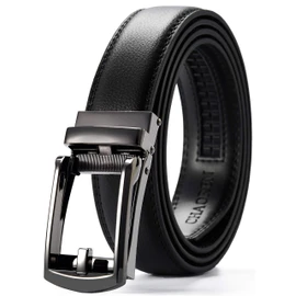 CHAOREN Dress Belt, Adjustable Ratchet Belt, Comfortable Click Buckle, for Business Use, Gentleman’s Belt, Gift Box Included, Father’s Day, A Black