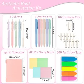 18 Pcs Journaling Kit,College School Supplies Include Aesthetic Highlighters and Gel Pens with Soft Ink and Tip,Notebook and Sticky Notes and Tabs and More for School Office Home