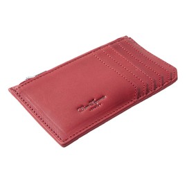 Dom Teporna Ultra Thin Fragment Case, Genuine Leather, Card Case, Coin Purse, Smart Wallet, Italian Leather, Cowhide Leather, Thin, Like Money Clip, Thin, Men's, Women's, red